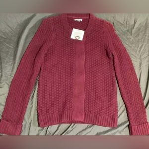 Croft & Barrow Maroon knit button up cardigan size small new